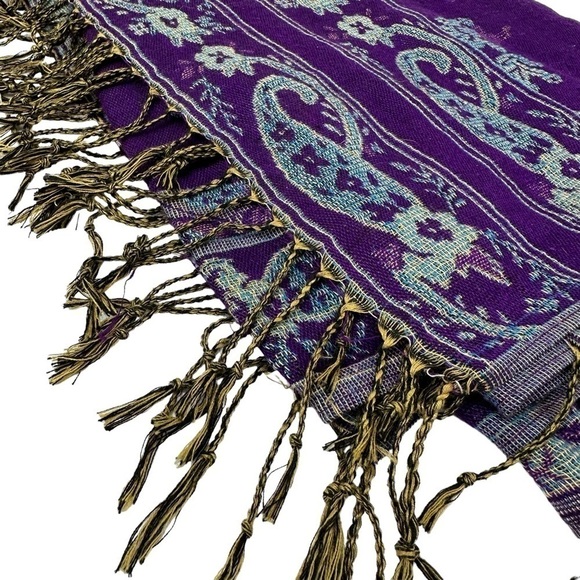 Huge Purple and Light Blue Paisley Scarf Wrap - Picture 7 of 11